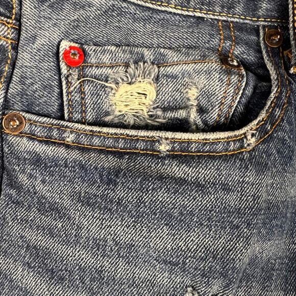 Gap Limited Edition Cone Denim Indigo Destroy Skinny Straight Jeans Size 31x30 - Picture 5 of 16